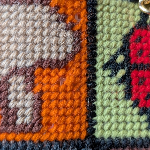 1970s Columbia Minerva "Ecology" Needlepoint Handbag Patchwork Vintage - Picture 8 of 10